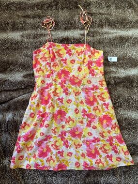 Old Navy Pink, Yellow & White Floral Smocked Sundress